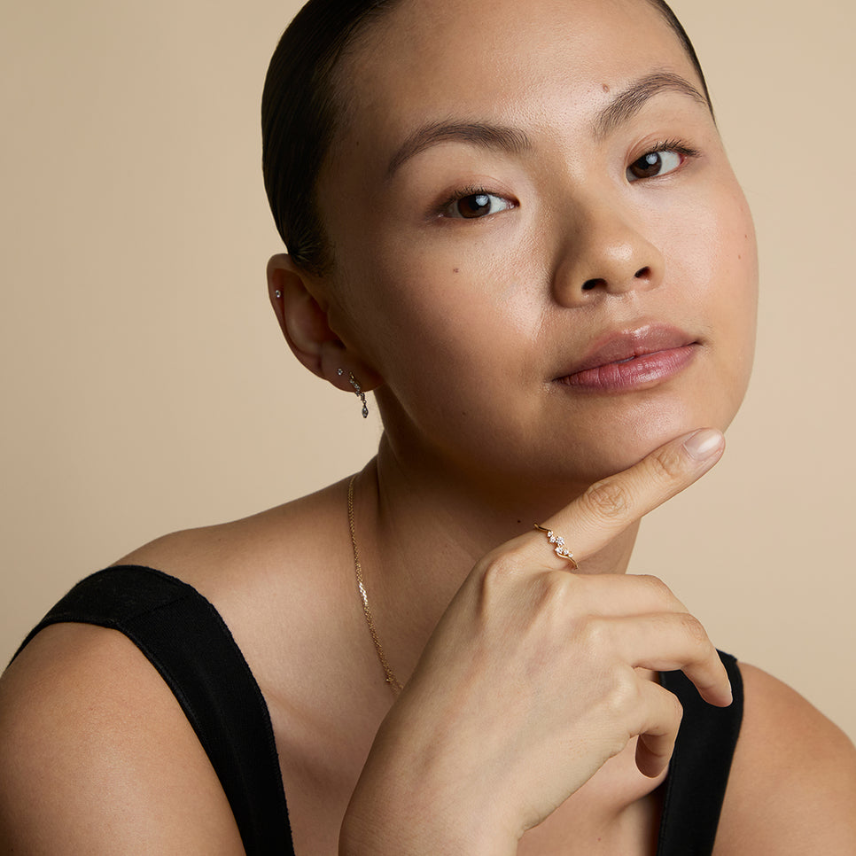 Diamond Cluster Ring in Solid Gold-Astrid & Miyu