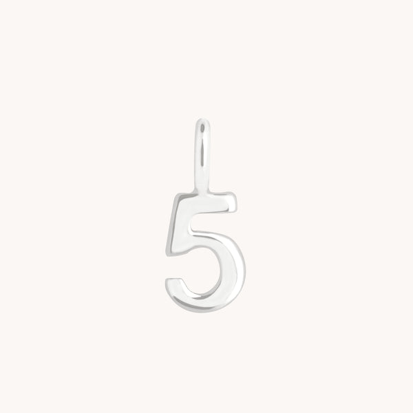 Number Charms - 5 Charm 9k White Gold - Welding Charm - Astrid & Miyu