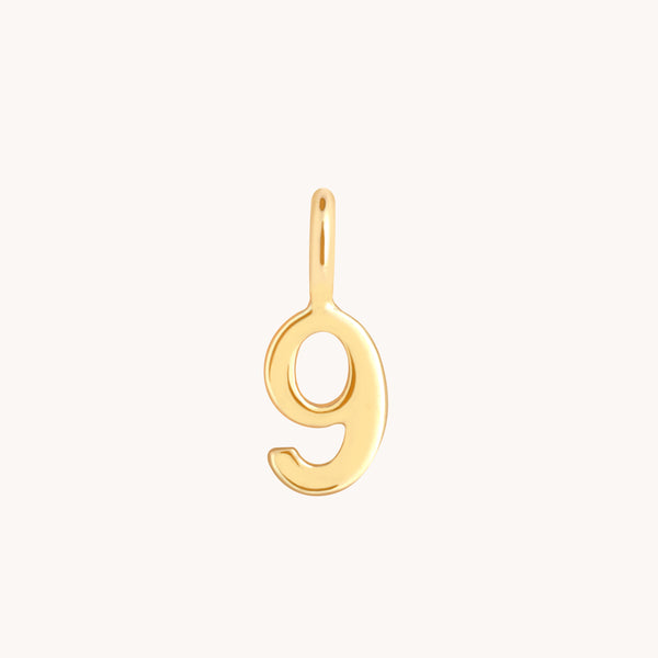Number Charms - 9 Charm 9k Gold - Welding Charm - Astrid &amp; Miyu
