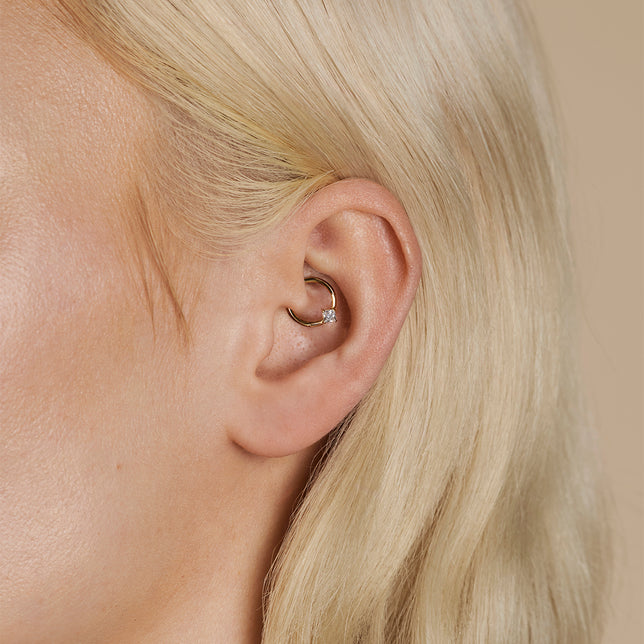 Square Crystal Titanium Daith Hoop in Gold-Astrid &amp; Miyu