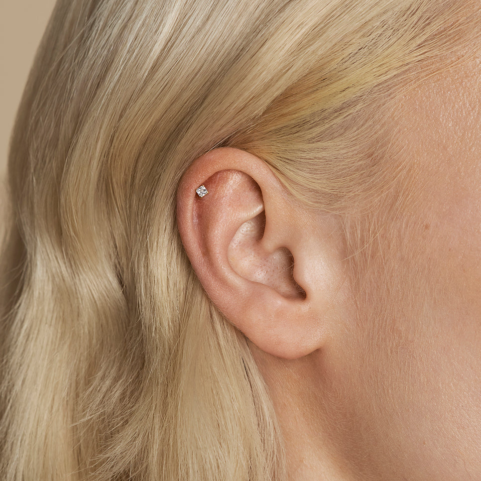 Square Crystal Titanium Piercing Stud in Gold-Astrid &amp; Miyu