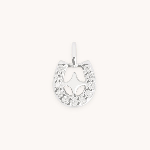 Diamond Pavé Horseshoe Charm 9k White Gold-Astrid &amp; Miyu