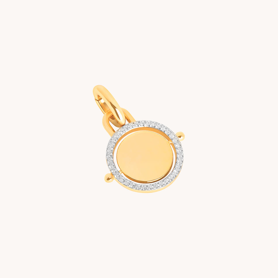 Pavé Spinning Coin Clip Charm in Gold-Astrid & Miyu
