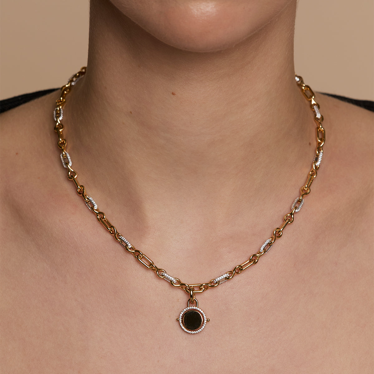 Pavé Spinning Coin Clip Charm in Gold-Astrid &amp; Miyu