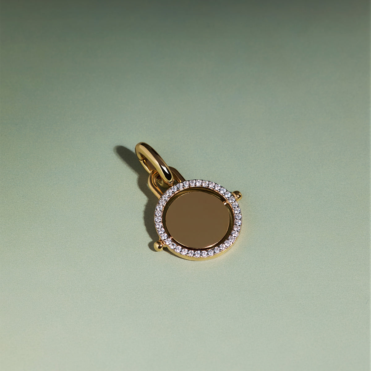 Pavé Spinning Coin Clip Charm in Gold-Astrid &amp; Miyu
