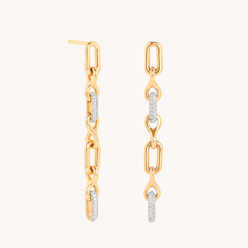 Pavé Chain Link Drop Studs in Gold-Astrid &amp; Miyu