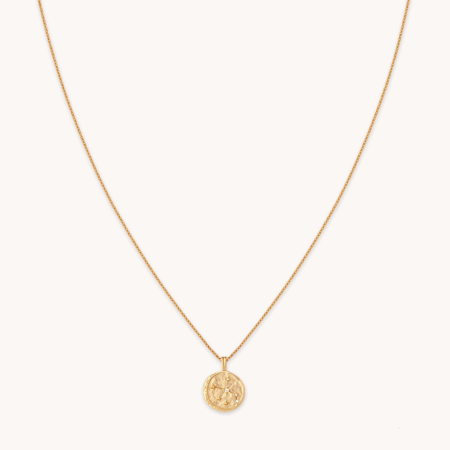 Aries Zodiac Pendant Necklace in Gold