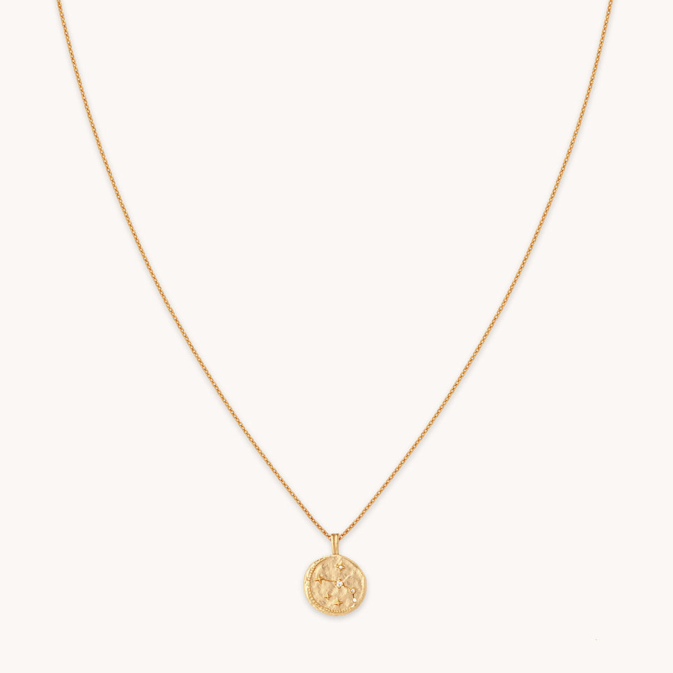 Aries Zodiac Pendant Necklace in Gold
