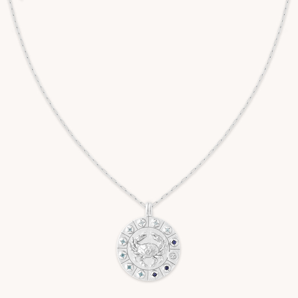 Cancer Bold Zodiac Pendant Necklace in Silver-Astrid & Miyu