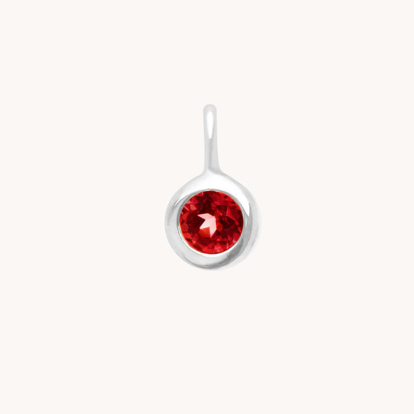 Birthstone Charms - Garnet Friendship Charm 9k White Gold - Welding Charm - Astrid & Miyu