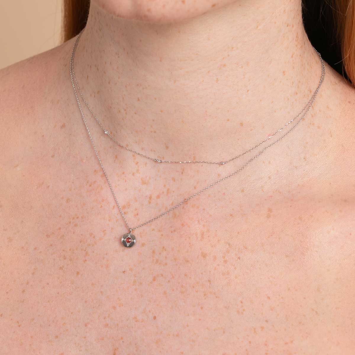 Eternity Collection - January Garnet Birthstone Necklace in Solid White Gold - Pendant Necklace - Astrid &amp; Miyu