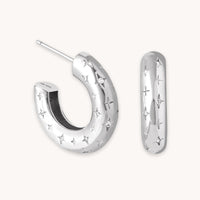 Core Collection SS23 - Cosmic Star Dome Hoops in Silver - - Astrid & Miyu