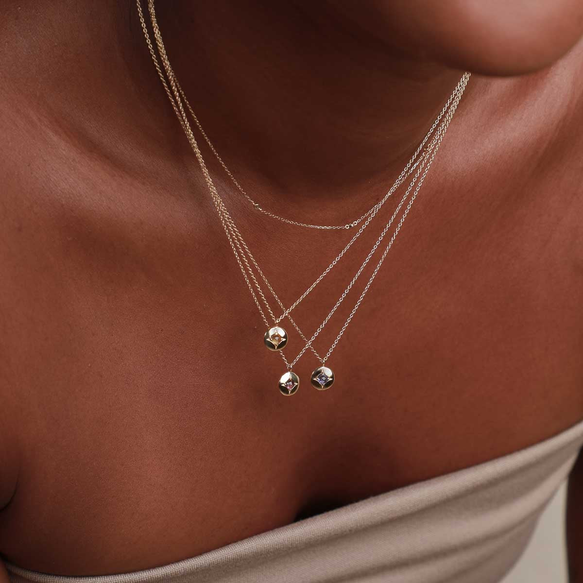 Birthstone Jewellery - January Garnet Birthstone Necklace in Solid Gold - Pendant Necklace - Astrid &amp; Miyu