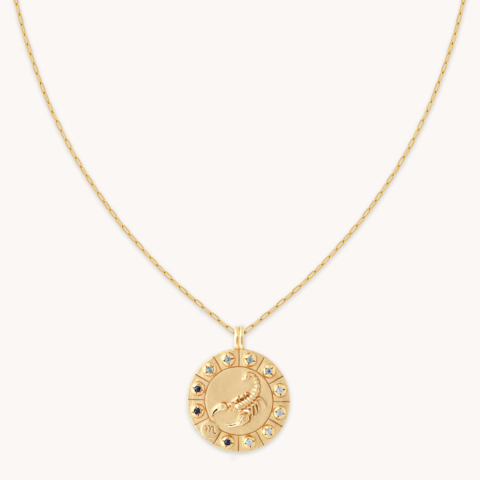 Scorpio Bold Zodiac Pendant Necklace in Gold