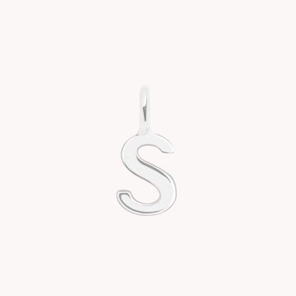 Initial Charms - S Initial Charm 9k White Gold - Welding Charm - Astrid & Miyu