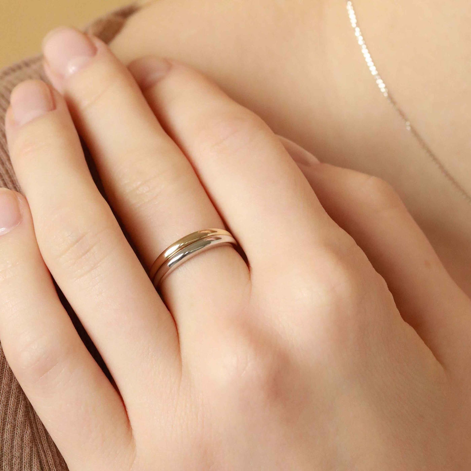 Band Rings - Dome Ring in Solid White Gold - Band Ring - Astrid &amp; Miyu