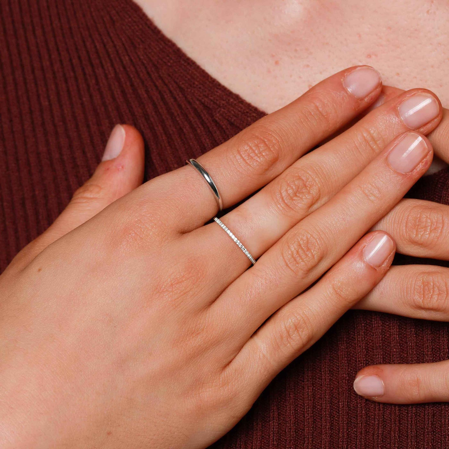 Band Rings - Dome Ring in Solid White Gold - Band Ring - Astrid &amp; Miyu